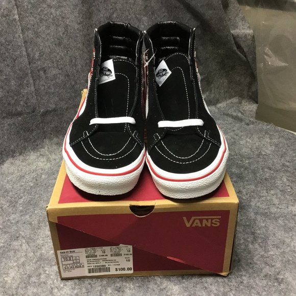 NEW Mens VANS Sk8-Hi BOLT US Size 10 Suede Canvas Black / Red - VN0A5JIV458 RARE - Picture 6 of 7